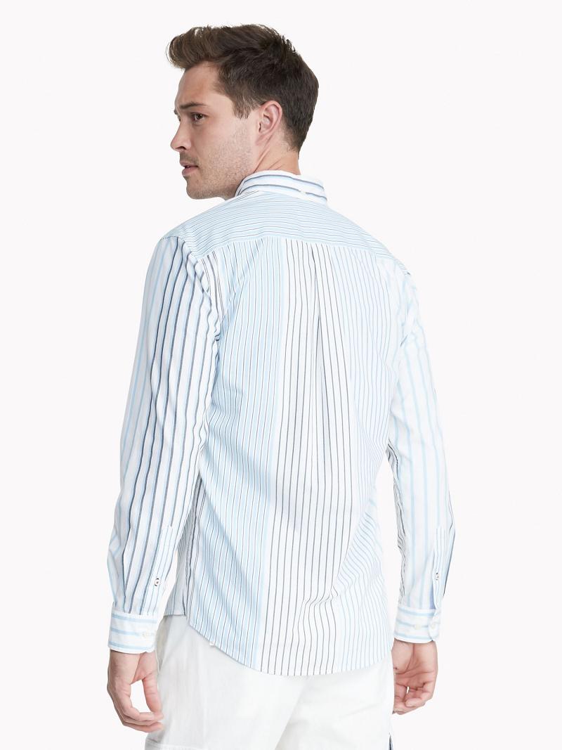 Férfi Tommy Hilfiger Classic fit mix stripe Ingek Fehér Kék Színes | HU 1024EBC